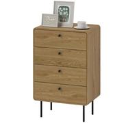 Helloshop26 Commode 4 tiroirs Chambre étroite 60 x 39 x 91.5 cm Rangement sécurisé Anti-basculement Style Moderne épuré en MDF chêne 21_0003749