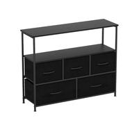Helloshop26 Commode 5 tiroirs 100 x 30 x 80 cm Rangement Pratique Style Rustique en Bois Noir 20_0017507