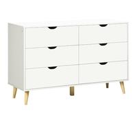 Helloshop26 Commode 6 tiroirs Chambre 120 x 40 x 76 cm tiroirs spacieux Plateau Design scandinave épuré en Bois d'ingénierie Blanc 21_0001529