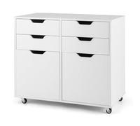 Helloshop26 Commode à 4 tiroirs et 2 Portes 73 x 40 x 64,5 cm avec Support imprimante Mobile Design Moderne en Bois Blanc 20_0011559