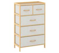 Helloshop26 Commode à 5 tiroirs de Rangement pour Chambre 58 x 30 x 94 cm avec étagère supérieure Style Contemporain en Bambou Naturel 20_0017687