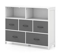 Helloshop26 Commode de Rangement 5 tiroirs et 2 étagères Ouvertes 100 x 30 x 78 cm Pratique Polyvalente en MDF Blanc 20_0019404