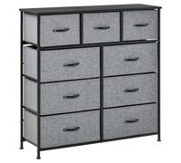 Helloshop26 Commode de Rangement 9 tiroirs Pratique 100 x 30 x 100 cm Gain de Place Anti basculement Style Moderne en Polyester Gris 21_0001484