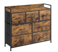 Helloshop26 Commode en Tissu Meuble de Rangement avec 7 tiroirs à 3 Niveaux avec poignées en métal Style Industriel Marron 2_0005205