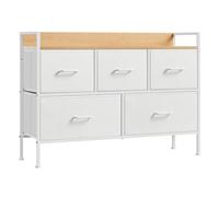 Helloshop26 Commode en Tissu Meuble de Rangement avec 7 tiroirs à 3 Niveaux avec poignées en métal Style Industriel Blanc 12_0005210