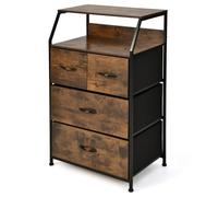 Helloshop26 Commode Lot de 1 Meuble de Rangement 60 x 39 x 96 cm avec 4 tiroirs coulissants Style Industriel en MDF café 20_0019463