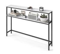 Helloshop26 Console pour Couloir Table de Salon Fine à 2 Niveaux 20 x 120 x 80 cm Table d’appoint avec 2 étagères pour Salon Chambre Blanc marbré et Noir 12_0005221