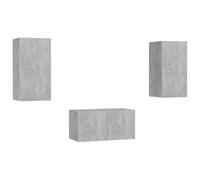 Helloshop26 Ensemble de Meubles Armoire Buffet TV télévision Salon Chambre séjour 3 pièces Bois d'ingénierie Gris 02_0024513