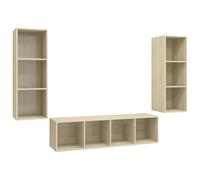 Helloshop26 Ensemble de Meubles Armoire Buffet TV télévision Salon Chambre séjour 3 pièces chêne Sonoma Bois d'ingénierie Brun 02_0024606