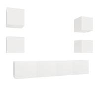 Helloshop26 Ensemble de Meubles Armoire Buffet TV télévision Salon Chambre séjour 6 pièces Bois d'ingénierie Blanc 02_0025013
