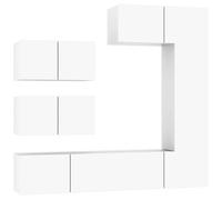 Helloshop26 Ensemble de Meubles Armoire Buffet TV télévision Salon Chambre séjour 6 pièces Bois d'ingénierie Blanc 02_0025015