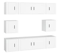 Helloshop26 Ensemble de Meubles Armoire Buffet TV télévision Salon Chambre séjour 8 pièces Bois d'ingénierie Blanc 02_0025233