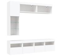 Helloshop26 Ensemble de Meubles Armoire Buffet TV télévision Salon Chambre séjour murau x 7 pièces avec lumières LED Blanc 02_0025359
