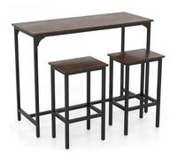 Helloshop26 Ensemble de Table à Manger Lot de 3 avec Table Haute 120 x 48 x 91 cm et 2 tabourets Confortables Style Industriel en métal Marron 20_0011955