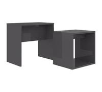 Helloshop26 Ensemble de Table Basse Brillant Bois d'ingénierie Gris 02_0042106