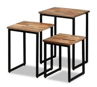 Helloshop26 Ensemble de Table Basse gigogne 3 pcs Teck Massif récupération Marron 02_0042111