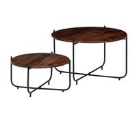 Helloshop26 Ensemble de Table Basse Lot de 2 Bois Massif 60 x 35 cm Marron 02_0042120