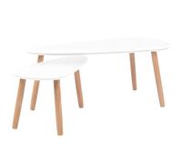 Helloshop26 Ensemble de Tables Basses Lot de 2 Bois de pin Massif Blanc 02_0042129