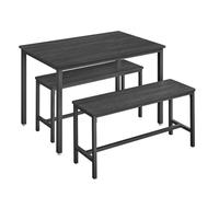 Helloshop26 Ensemble Table à Manger et bancs Table de 110 x 70 x 75 cm 2 bancs de 97 x 30 x 50 cm Cadre en Acier pour Cuisine Salle à Manger Salon Noir 12_0005429