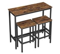 Helloshop26 Ensemble Table de Salle à Manger Table de Bar et chaises de Bar Table Haute et Tabouret 100 x 40 x 90 cm Cadre en Acier Style Industriel Marron 12_0005430