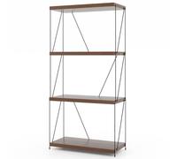 Helloshop26 Étagère à 4 Niveaux autoportante 61 x 29,5 x 105 cm stabilité renforcée Style Industriel Finition Grain de Bois Noyer 20_0019981