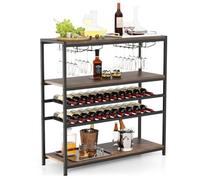 Helloshop26 Étagère à vin casier à 22 Bouteilles 100 x 35 x 101 cm avec système Anti-basculement Style Industriel en Bois Brun Rustique 20_0020044