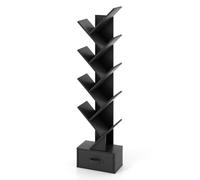Helloshop26 Étagère Arbre 38 x 21,5 x 149,5 cm 10 Niveaux avec tiroir Design Moderne en Bois Noir 20_0014791