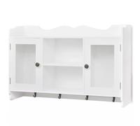 Etagère murale Helloshop26 Etagère armoire meuble design vitrine murale avec étagère de livre / dvd / verre en mdf blanc 2702115/2