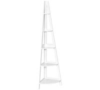 Helloshop26 Étagère d'angle Meuble de Rangement à 5 Niveaux 35 x 35 x 175 cm en MDF de Haute résistance Blanc 20_0009709