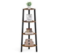 Helloshop26 Étagère d'angle rétro bibliothèque 34 x 34 x 125 cm d'angle Meuble de Rangement pour Bureau à 4 étages pour Maison Salon Chambre Balcon Marron 12_0005630