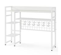 Helloshop26 Étagère de Bureau 94 x 25 x 74 cm avec 6 Crochets et Design Moderne en Bois d'ingénierie Blanc 20_0018839