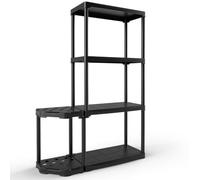 Helloshop26 Étagère de Rangement à 4 Niveaux 89 x 30 x 133 cm avec Support d'outils Extra Solide Style Moderne en polypropylène Noir 20_0020098