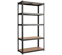 Helloshop26 Étagère de Rangement à 5 Niveaux 75 x 30 x 150 cm Stable et Robuste Design Moderne en métal Noir 20_0012058