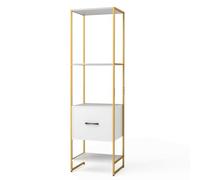 Helloshop26 Étagère de Rangement Mince en métal avec tiroir Grande capacité stabilisée Design Moderne 45 x 35 x 160 cm en métal Blanc 20_0014775