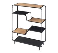 Helloshop26 Étagère Design Intemporel Salon Chambre Meuble de Rangement autoportante Kristiansand à 6 Niveaux métal MDF 101 x 80 x 30 cm Noir Effet chêne 03_0011142