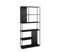 Helloshop26 Étagère Design Intemporel Salon Chambre Meuble de Rangement autoportante Vehmaa avec Panneaux décoratifs Acier 188 x 90 x 30 cm Noir 03_0011158