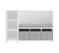 Helloshop26 Étagère Design Intemporel Salon Chambre Meuble de Rangement Enfant avec Banc Høylandet 76 x 112 x 40 cm Blanc Gris 03_0011205