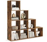 Helloshop26 Étagère escalier 129,5 x 29 x 129,5 cm Meuble de Rangement 6 Compartiments pour bibliothèque Salon Chambre Blanc 12_0005762