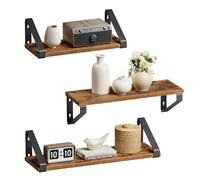 Helloshop26 Étagère Murale étagère Flottante Style Industriel 3 Niveaux Support Mural Stable pour Salon Salle de Bain Cuisine Brun 12_0005771