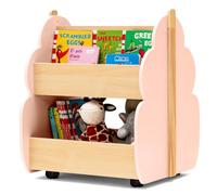 Helloshop26 Étagère Rangement Enfants Lot de 1 52 x 46 x 62,5 cm avec Roues universelles Design Arbre en MDF Rose 20_0017839