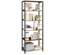 Helloshop26 Étagère sur 6 Niveaux bibliothèque Meuble de Rangement avec Panneaux arrière Style Industriel pour Salon étude Bureau à Domicile Marron 12_0005806