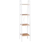 Helloshop26 Étagère sur Pied en métal et Bois avec 4 étagères Blanc 19_0000586