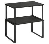 Helloshop26 Étagères à épices Lot de 2 organisateurs de Cuisine étagères de Plan de Travail Supports pour Placard empilables en métal et Bambou Noir 12_0005823