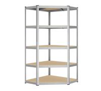 Helloshop26 Étagères d’Angle à 5 Niveaux étagères de Rangement en Acier Charge Lourde Garage entrepôt capacité de Charge 875 kg Gris 12_0005828