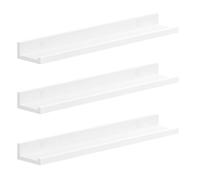 Helloshop26 Étagères Lot de 3 murales flottantes en Bois 38 x 10cm pour Cadres Photos Livres Exposition Rangement Blanc 12_0006330
