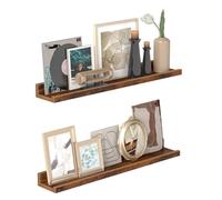 Helloshop26 Étagères murales Lot de 3 étagères suspendues tablettes flottantes Longueur 38 cm avec Bords Hauts pour Cadres Photos décoration épices pour Cuisine Salon Marron Rustique 12_0007858