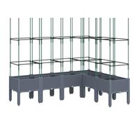 Helloshop26 Jardinière bac lit surélevé Plantes Fleurs terrasse Jardin avec Treillis 160 x 120 x 142,5 cm PP Gris 02_0038255