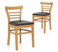 Helloshop26 Lot de 2 chaises de Salle à Manger 41,5 x 48 x 78,5 cm Confort rembourré Dossier incurvé Style Moderne en Bois de Caoutchouc Naturel 20_0012431