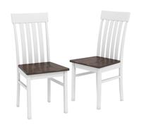 Helloshop26 Lot de 2 chaises de Salle à Manger 44 x 50,5 x 97 cm Confort Ergonomique Style Rustique en Bois de Caoutchouc Blanc+Brun 20_0018772