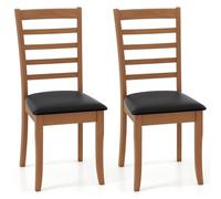 Helloshop26 Lot de 2 chaises de Salle à Manger 44 x 56 x 96 cm Confort rembourré Dossier Haut incurvé en Bois hévéa Marron 20_0011787